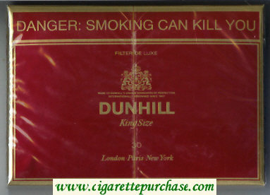 Dunhill Filter De Luxe King Size 30 cigarettes wide flat hard box